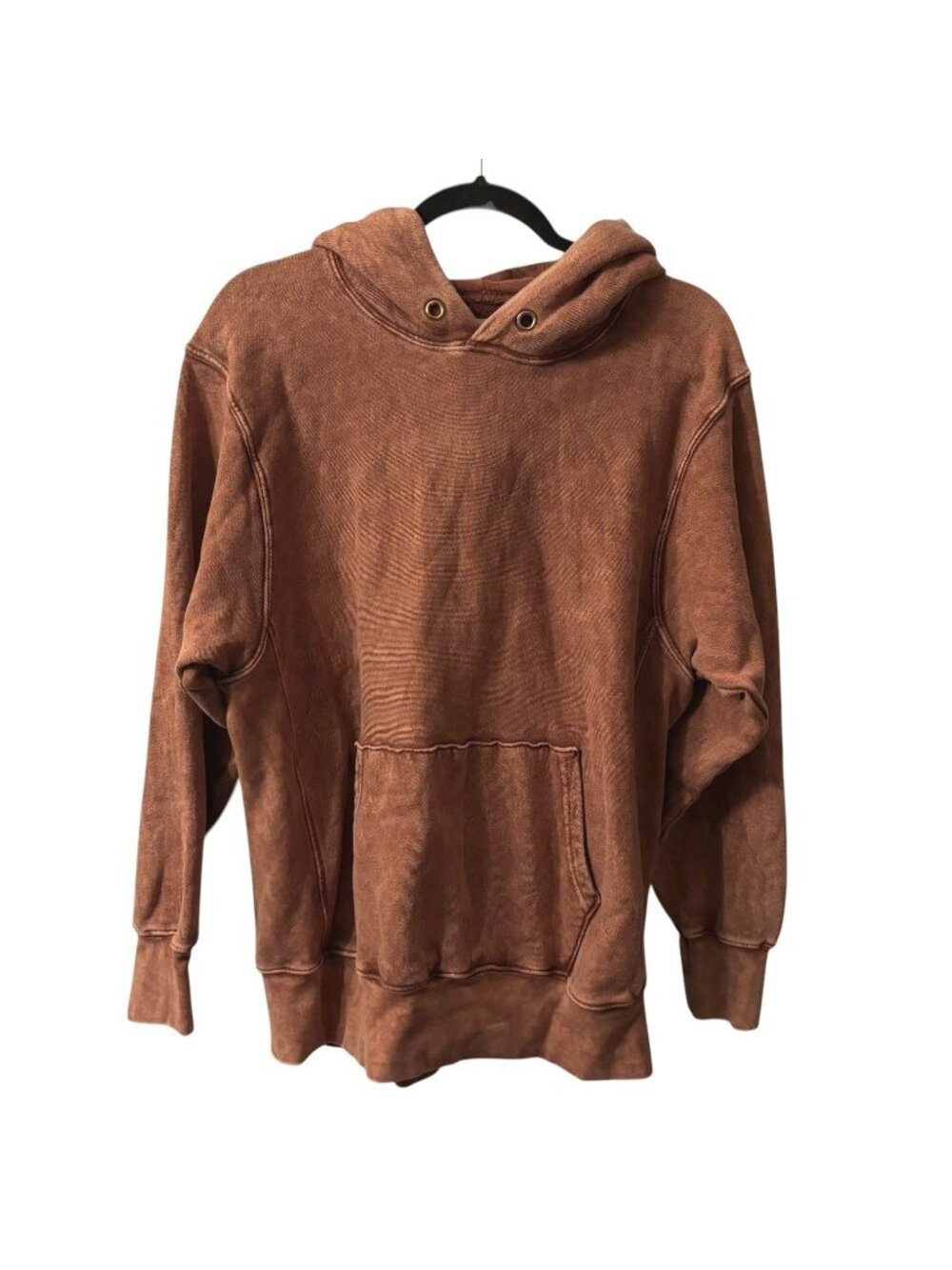 Les Tien Structured Heavyweight Hoodie Men's S Cotton Fleece Textured Clay Brown